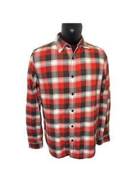 𝅺denim & Supply Ralph Lauren Vintage Black Red Checks Cotton Casual Down Shirt L